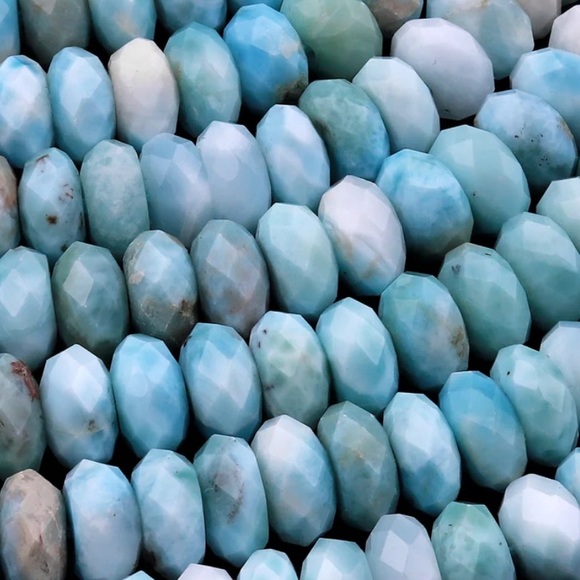 Larimar & Peruvian Pink Opal Faceted Beaded Bracelet handmade in Maui - Picture 8 of 9